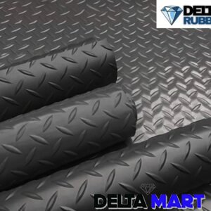 2m Wide 5mm Checker Plate Design Rubber Flooring Roll – Heavy Duty Industrial Safety Mat