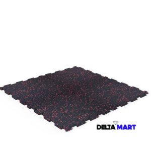 1m x 1m x 12mm interlocking gym rubber tiles with red fleck finish