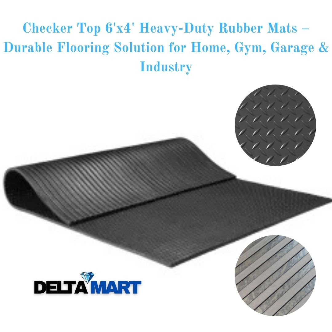 Heavy Duty Rubber Gym Mat 6ft x 4ft Checker Diamond Design