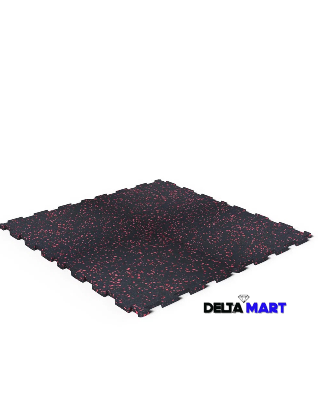 1m x 1m x 12mm interlocking gym rubber tiles with red fleck finish