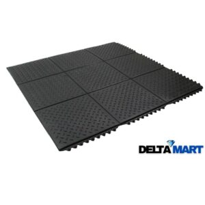 3ft x 3ft x 14mm Rubber Flooring Mat – Heavy Duty Anti-Slip Checker Plate Gym Mat for Commercial & Industrial Use