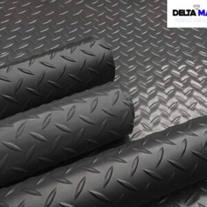 2m Wide x 5mm Checker Top Rubber Flooring Roll