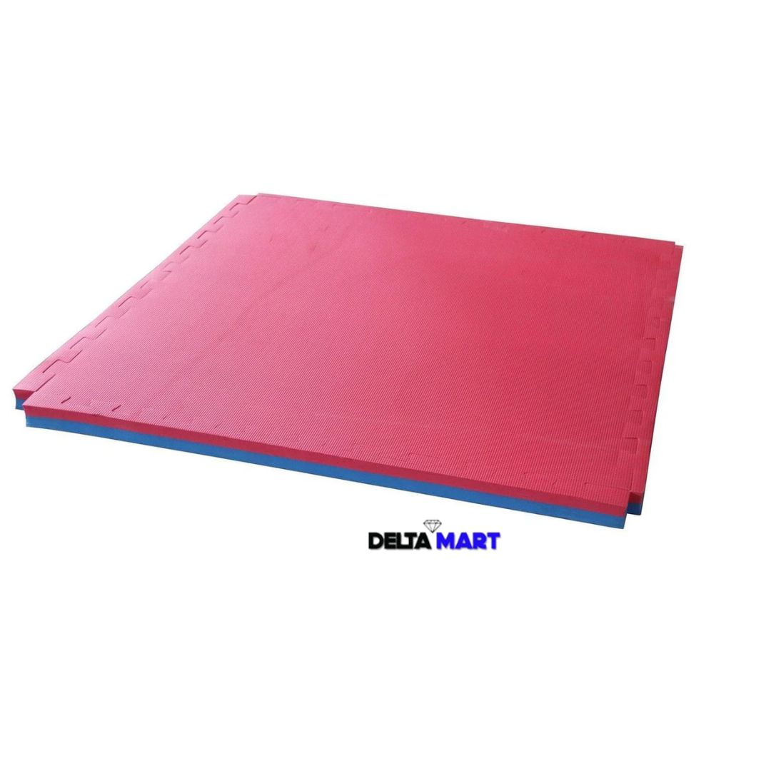 Red and blue EVA martial arts mats 1m x 1m interlocking tatami flooring for karate, judo and MMA training