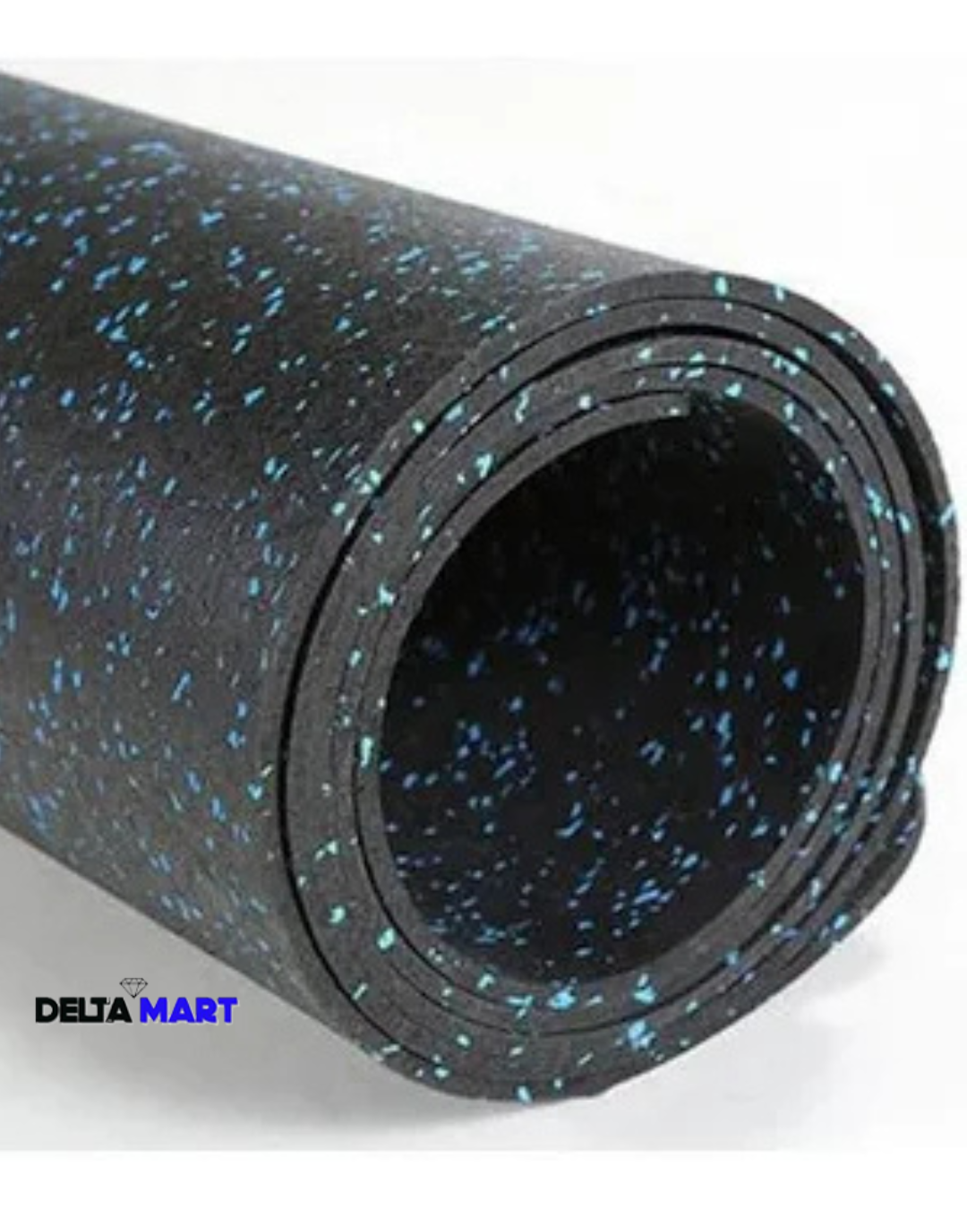 Blue Flake Gym Rubber Flooring Roll 1.2m x 5m x 10mm Heavy Duty Anti Slip Commercial Gym Flooring
