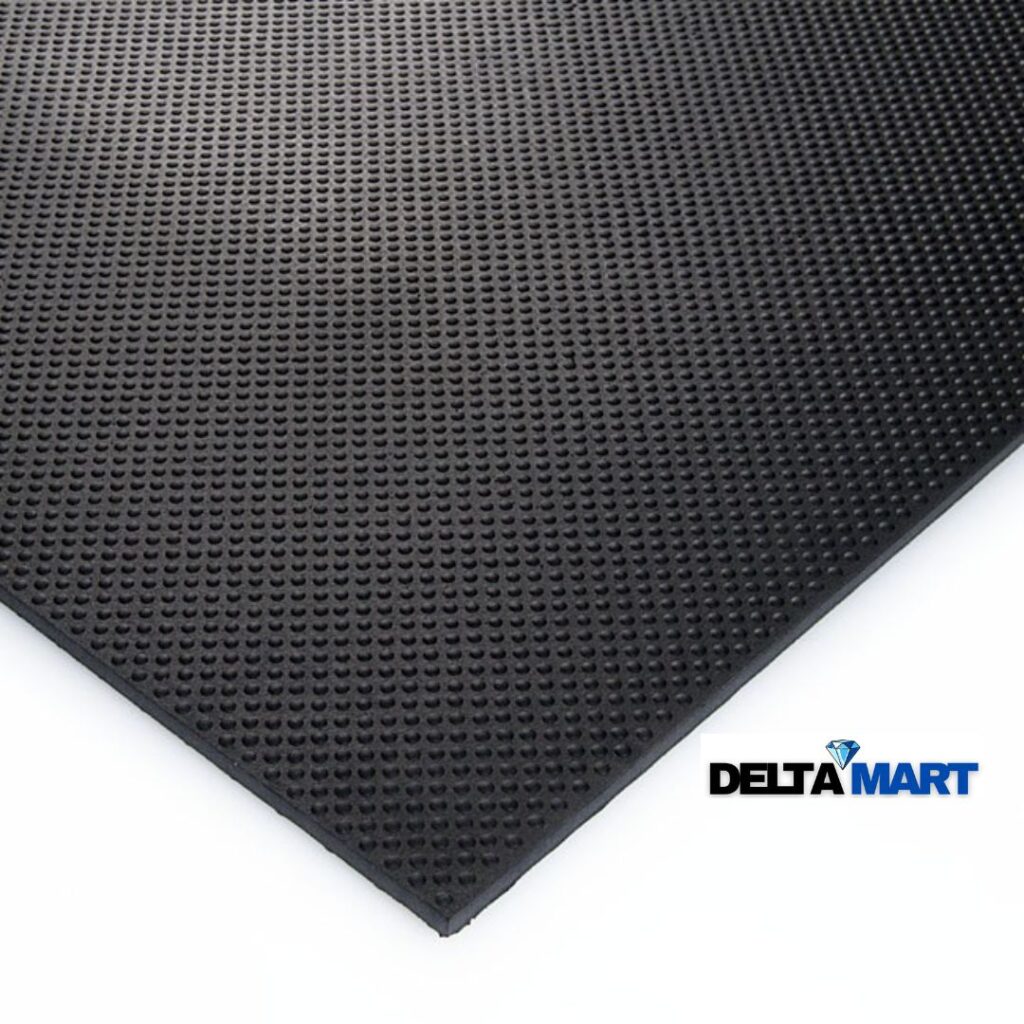 Black heavy duty rubber gym mat 6ft x 4ft, a workout rubber mat for a home gym or spare room