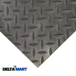 Heavy Duty Rubber Gym Mat 6ft x 4ft 12mm with Checker Diamond Anti-Slip Surface for Home & Commercial Gyms