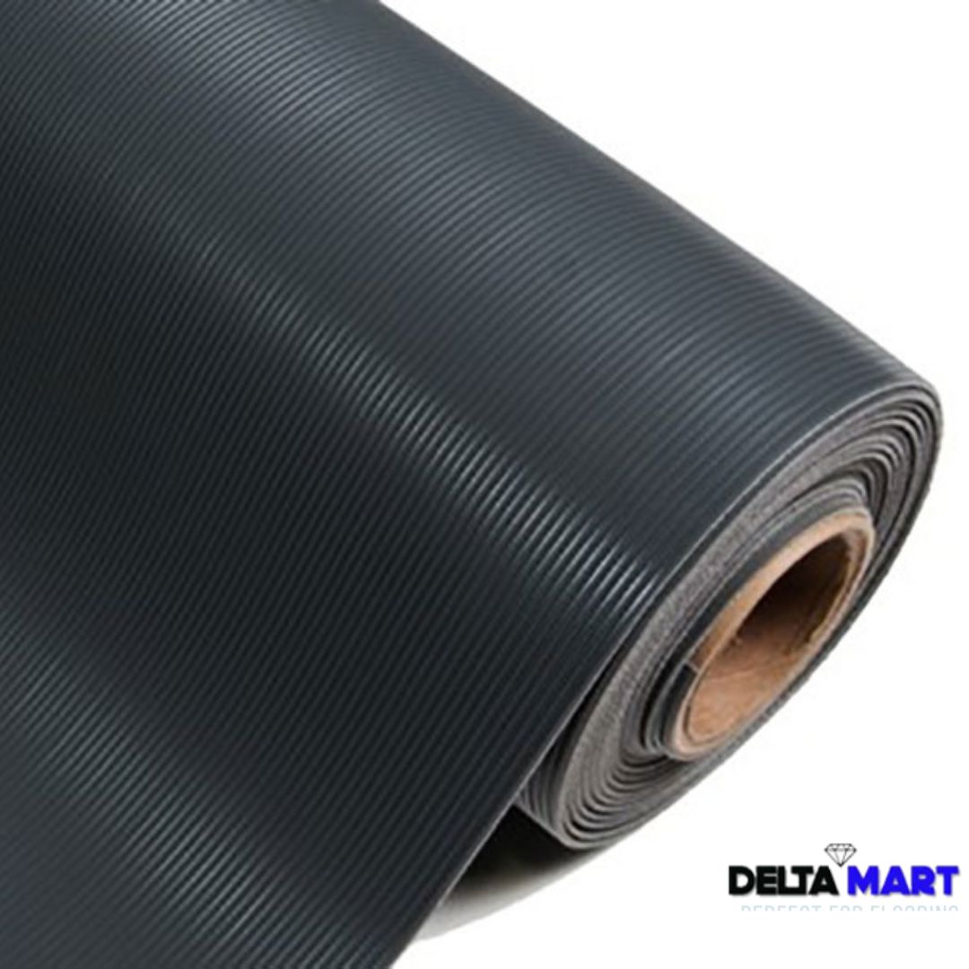 Roll of black waterproof roofing membrane with a brown core, DeltaMart logo visible in the corner.