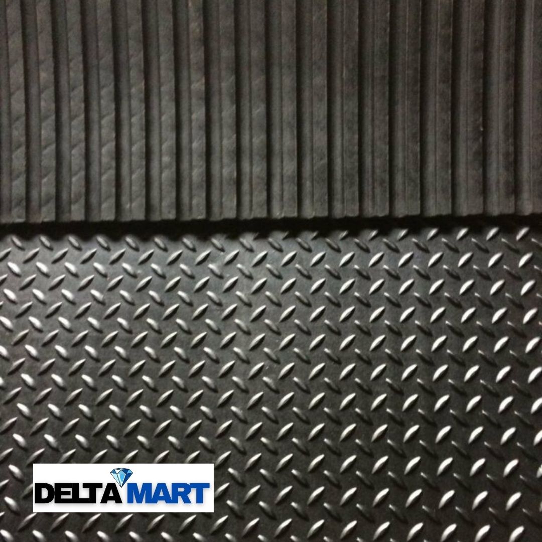 Heavy Duty Rubber Gym Mat 6ft x 4ft Checker Diamond Design