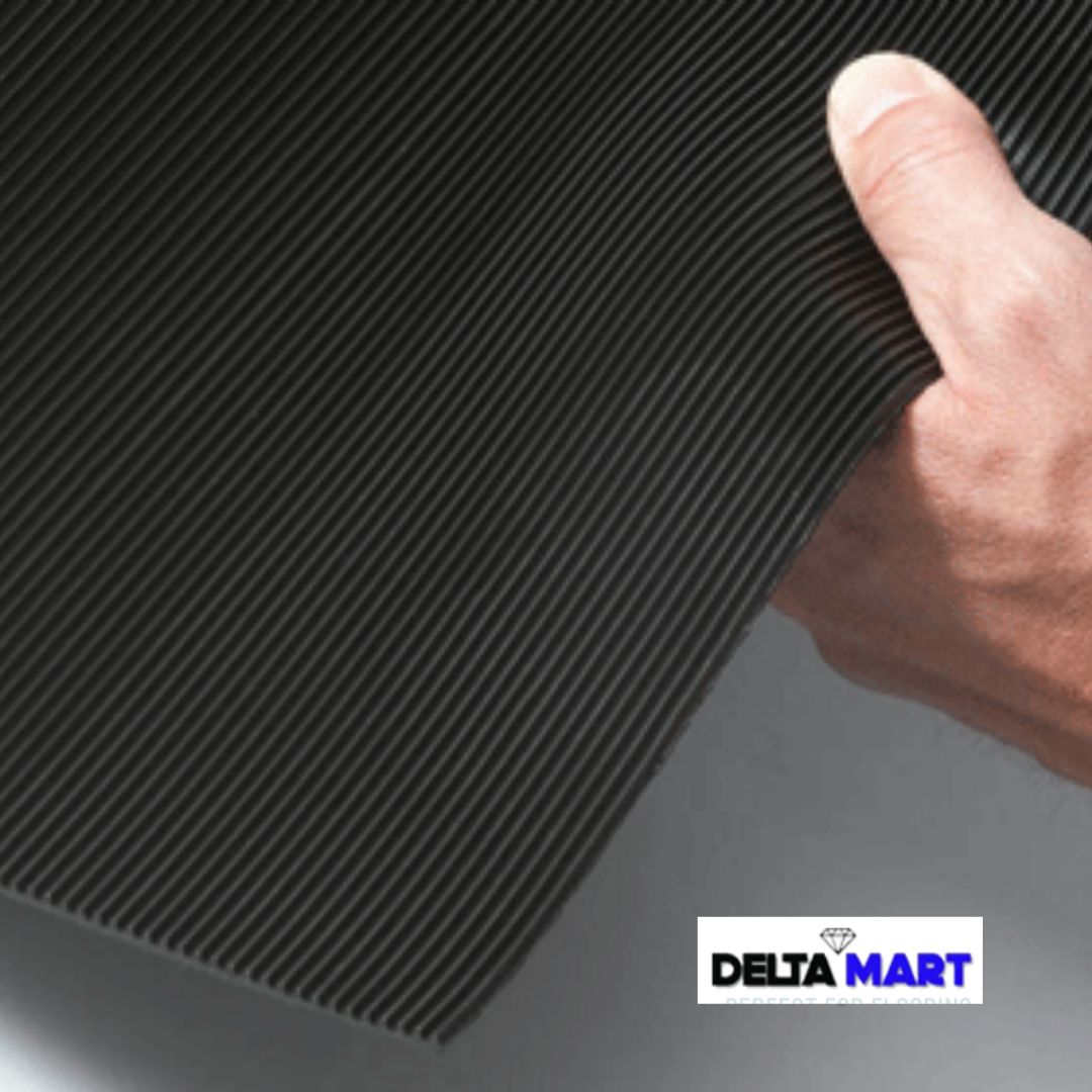 1m Wide Fine Ribbed Rubber Flooring Roll 3mm Thick