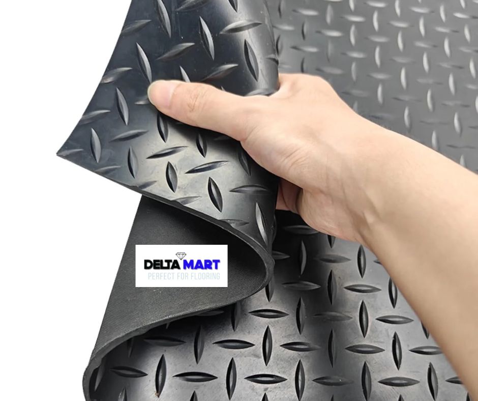 Checker top rubber flooring roll 1.2m wide and 3mm thick