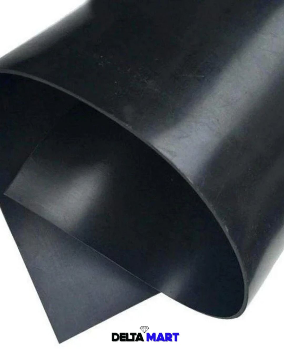 Roll of black flexible material curved into an arc, with Delta Mart logo at the bottom.